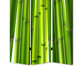 Benzara 3 Panel Foldable Room Divider with Bamboo Design Print, Green BM26562 Green Solid Wood, Canvas and Metal BM26562