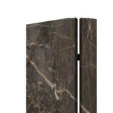 Benzara 3 Panel Marble Print Canvas Room Divider, Dark Brown BM26567 Brown Solid Wood, Canvas and Metal BM26567