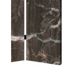 Benzara 3 Panel Marble Print Canvas Room Divider, Dark Brown BM26567 Brown Solid Wood, Canvas and Metal BM26567