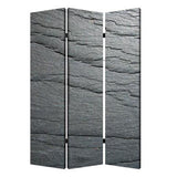 3 Panel Canvas and Metal Frame Room Divider, Slate Gray