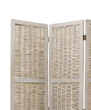 Benzara Cottage Style 3 Panel Room Divider with Willow Weaving, Gray BM26577 Gray Solid Wood, Willow and Metal BM26577