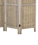 Benzara Cottage Style 3 Panel Room Divider with Willow Weaving, Gray BM26577 Gray Solid Wood, Willow and Metal BM26577