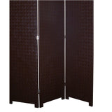 Benzara 3 Panel Faux Leather Covered Room Divider with Criss Cross Design, Brown BM26592 Brown Solid Wood, Faux Leather and Metal BM26592