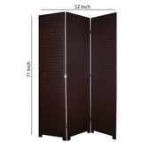 Benzara 3 Panel Faux Leather Covered Room Divider with Criss Cross Design, Brown BM26592 Brown Solid Wood, Faux Leather and Metal BM26592