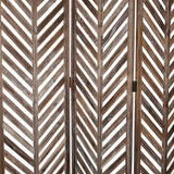 Benzara 3 Panel Foldable Wooden Screen with Herringbone Pattern, Brown BM26598 Brown Wood BM26598