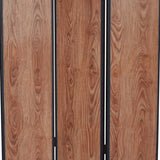 Benzara 3 Panel Foldable Wooden Screen with Grain Details, Brown BM26601 Brown Wood and Faux Leather BM26601