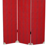 Benzara Transitional 3 Panel Wooden Screen with Nailhead Trim, Red BM26603 Red Fabric, Wood BM26603