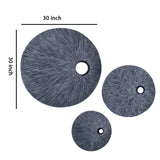 Benzara Ribbed Round Sandstone Wall Decor with Cut Out Near the Edge, Large, Gray BM26627 Gray Sandstone BM26627