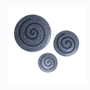 Benzara Round Sandstone and Glass Wall Decor with Spiral Design, Large, Gray BM26642 Gray Sandstone and Glass BM26642