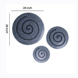 Benzara Round Sandstone and Glass Wall Decor with Spiral Design, Large, Gray BM26642 Gray Sandstone and Glass BM26642