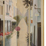 Benzara Wooden Screen with Artwork of Hand Painted Paris Promenade, Multicolor BM26652 Multicolor Wood BM26652