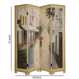 Benzara Wooden Screen with Artwork of Hand Painted Paris Promenade, Multicolor BM26652 Multicolor Wood BM26652