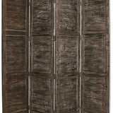 Benzara Wooden 4 Panel Foldable Floor Screen with Textured Panels, Black BM26667 Black Solid Cedar Wood BM26667