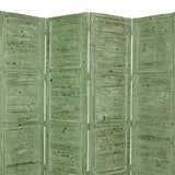 Benzara Wooden 4 Panel Foldable Floor Screen with Textured Panels, Green BM26668 Green Solid Cedar Wood BM26668