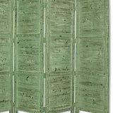 Benzara Wooden 4 Panel Foldable Floor Screen with Textured Panels, Green BM26668 Green Solid Cedar Wood BM26668