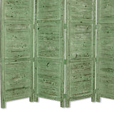 Benzara Wooden 4 Panel Foldable Floor Screen with Textured Panels, Green BM26668 Green Solid Cedar Wood BM26668