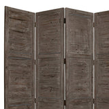 Benzara Wooden 4 Panel Foldable Floor Screen with Textured Panels, Gray BM26669 Gray Solid Cedar Wood BM26669