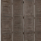 Benzara Wooden 4 Panel Foldable Floor Screen with Textured Panels, Gray BM26669 Gray Solid Cedar Wood BM26669