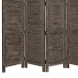 Benzara Wooden 4 Panel Foldable Floor Screen with Textured Panels, Gray BM26669 Gray Solid Cedar Wood BM26669