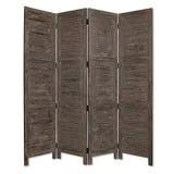 Benzara Wooden 4 Panel Foldable Floor Screen with Textured Panels, Gray BM26669 Gray Solid Cedar Wood BM26669