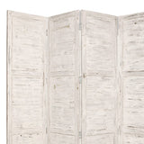 Benzara Wooden 4 Panel Foldable Floor Screen with Textured Panels, White BM26671 White Solid Cedar Wood BM26671