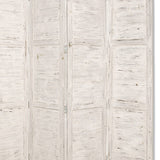 Benzara Wooden 4 Panel Foldable Floor Screen with Textured Panels, White BM26671 White Solid Cedar Wood BM26671