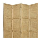 Benzara Wooden 4 Panel Foldable Floor Screen with Textured Panels, Yellow BM26672 Yellow Solid Cedar Wood BM26672