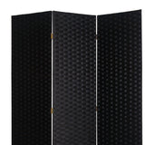 Benzara Wooden Foldable 3 Panel Room Divider with Streamline Design, Black BM26678 Black Soft Wood BM26678