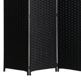 Benzara Wooden Foldable 3 Panel Room Divider with Streamline Design, Black BM26678 Black Soft Wood BM26678