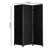 Benzara Wooden Foldable 3 Panel Room Divider with Streamline Design, Black BM26678 Black Soft Wood BM26678