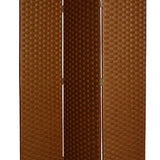 Benzara Wooden Foldable 3 Panel Room Divider with Streamline Design, Dark Brown BM26679 Brown Wood BM26679