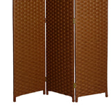 Benzara Wooden Foldable 3 Panel Room Divider with Streamline Design, Dark Brown BM26679 Brown Wood BM26679