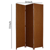 Benzara Wooden Foldable 3 Panel Room Divider with Streamline Design, Dark Brown BM26679 Brown Wood BM26679