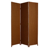 Benzara Wooden Foldable 3 Panel Room Divider with Streamline Design, Dark Brown BM26679 Brown Wood BM26679