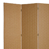 Benzara Wooden Foldable 3 Panel Room Divider with Streamline Design, Light Brown BM26680 Brown Wood BM26680