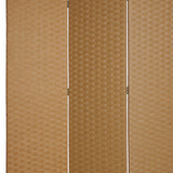 Benzara Wooden Foldable 3 Panel Room Divider with Streamline Design, Light Brown BM26680 Brown Wood BM26680