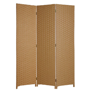 Benzara Wooden Foldable 3 Panel Room Divider with Streamline Design, Light Brown BM26680 Brown Wood BM26680