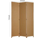 Benzara Wooden Foldable 3 Panel Room Divider with Streamline Design, Light Brown BM26680 Brown Wood BM26680