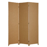 Benzara Wooden Foldable 3 Panel Room Divider with Streamline Design, Light Brown BM26680 Brown Wood BM26680