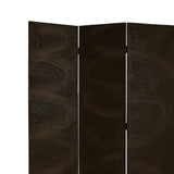 Benzara Foldable 3 Panel Canvas Room Divider with Swirl Details, Dark Brown BM26687 Brown Wood and Fabric BM26687