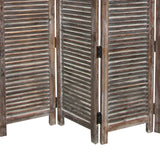 Benzara 4 Panel Room Divider with Shutter Design, Weathered Brown BM26692 Brown Wood BM26692