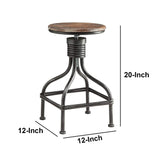 Benzara Vintage Metal Frame Swivel Counter Bar Stool with Round Padded Seat, Brown and Gray BM49341 Brown and Gray Metal and Fabric BM49341