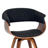 Benzara Fabric Padded Curved Seat Chair with Angled Wooden Legs, Charcoal Gray BM57640 Gray Solid wood, Fabric BM57640