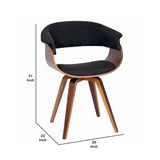 Benzara Fabric Padded Curved Seat Chair with Angled Wooden Legs, Charcoal Gray BM57640 Gray Solid wood, Fabric BM57640