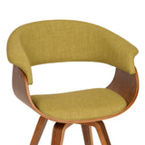 Benzara Fabric Padded Curved Seat Chair with Angled Wooden Legs, Green and Brown BM57641 Green, Brown Solid wood, Fabric BM57641