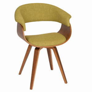 Benzara Fabric Padded Curved Seat Chair with Angled Wooden Legs, Green and Brown BM57641 Green, Brown Solid wood, Fabric BM57641