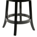 Benzara Round Wooden Swivel Counter Stool with Padded Seat and Back, Black BM61364 Black Solid Wood and Faux Leather BM61364