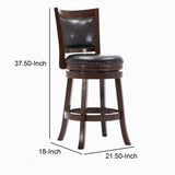 Benzara Nailhead Round Leatherette Counter Stool with Flared Leg, Brown and Black BM61374 Black and Brown Solid Wood and Faux Leather BM61374