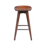 Benzara Contoured Seat Wooden Frame Swivel Barstool with Angled Legs, Dark Brown BM61418 Brown Solid Wood BM61418