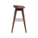 Benzara Contoured Seat Wooden Frame Swivel Barstool with Angled Legs, Dark Brown BM61418 Brown Solid Wood BM61418